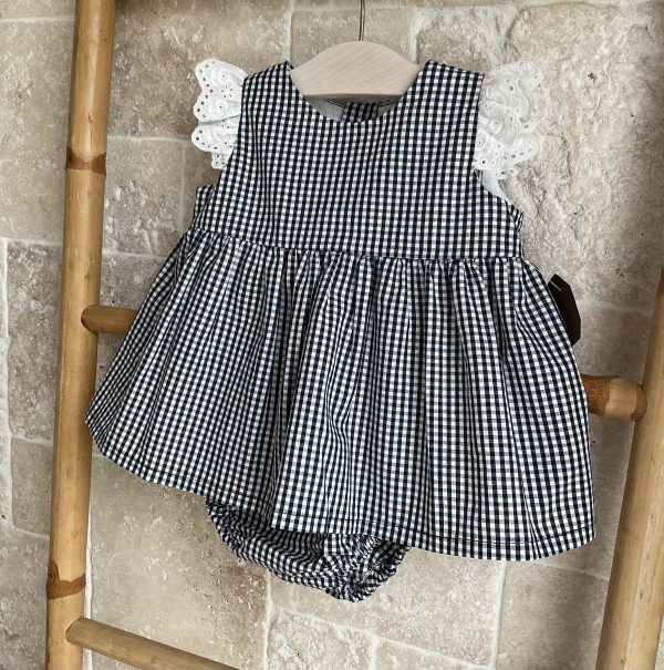 Jesusito vichy marino con tira bordada