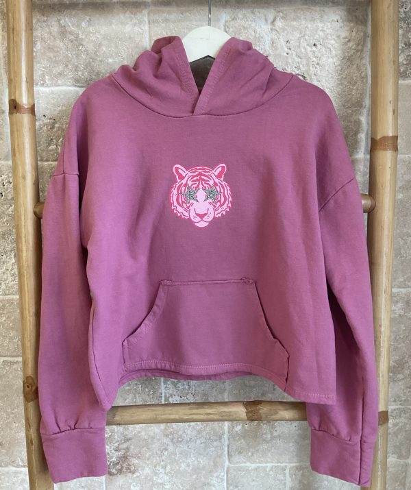 Sudadera rosa tigre
