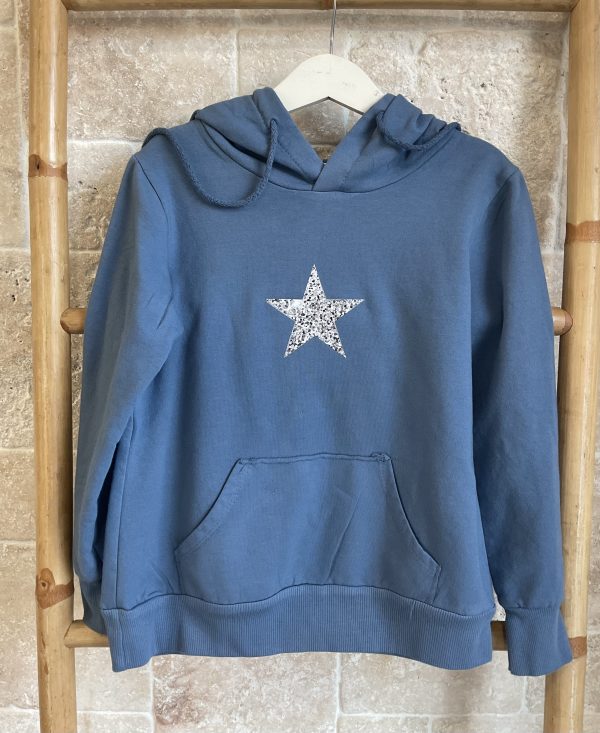 Sudadera capucha azul estrella