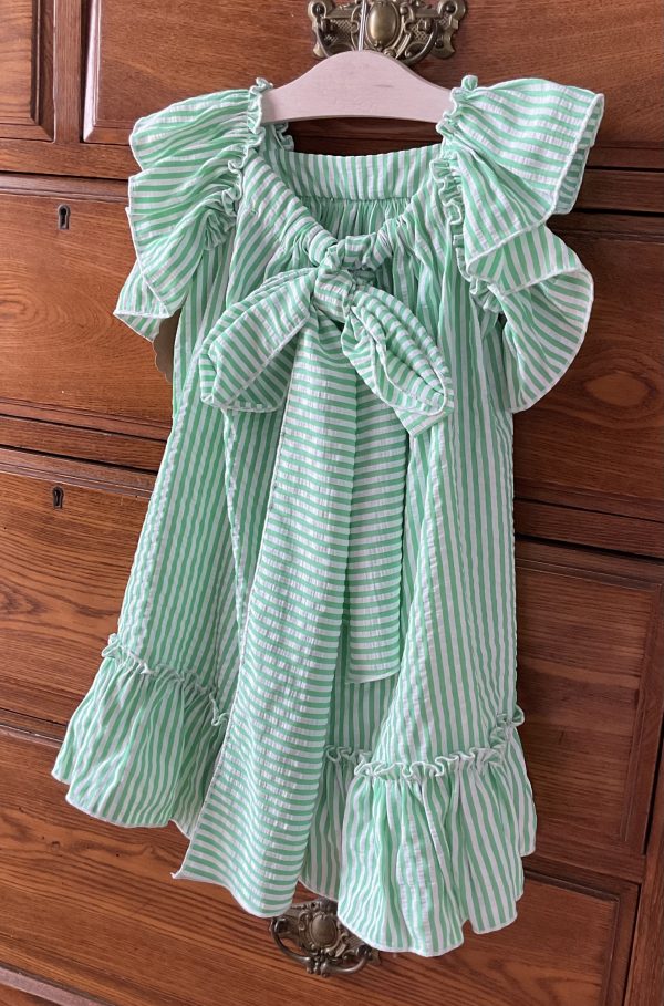 vestido lazo rayas verdes espalda