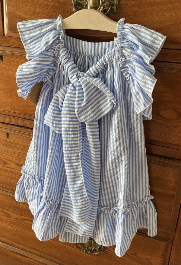 vestido lazo rayasazules espalda